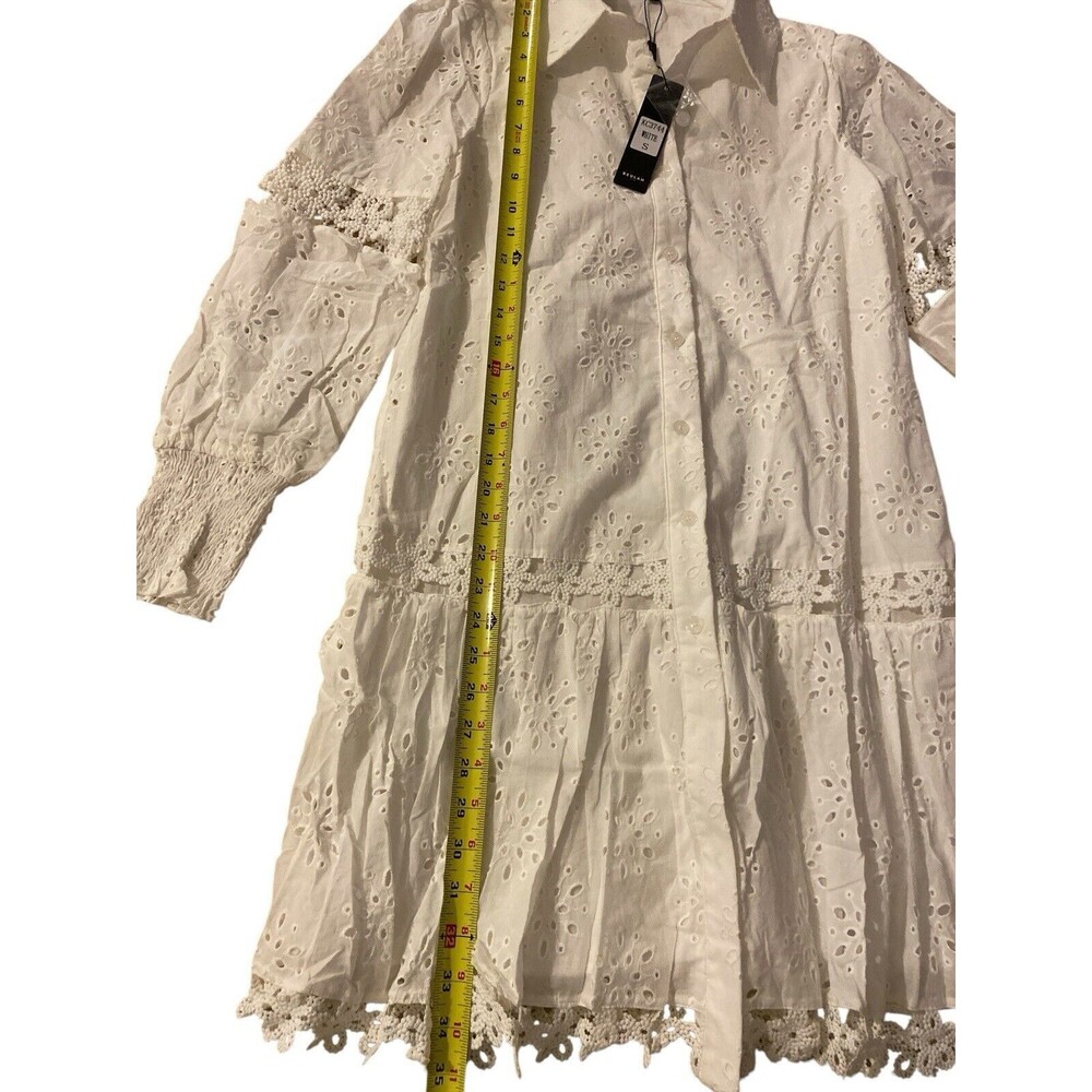 Anthropologie Beulah Women’s White Embroidered Dress sz Small long sleeve - Picture 14 of 15